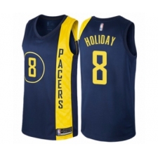 Men's Indiana Pacers #8 Justin Holiday Authentic Navy Blue Basketball Jersey - City Edition