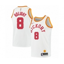 Men's Indiana Pacers #8 Justin Holiday Authentic White Hardwood Classics Basketball Jersey