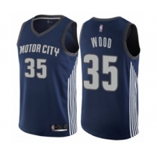 Youth Detroit Pistons #35 Christian Wood Swingman Navy Blue Basketball Jersey - City Edition