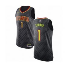Men's Atlanta Hawks #1 Evan Turner Authentic Black Basketball Jersey - Icon Edition