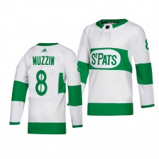 Men's Adidas Toronto Maple Leafs #8 Jake Muzzin adidas White 2019 St. Patrick's Day Authentic Player Stitched NHL Jersey
