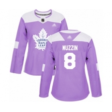 Women's Toronto Maple Leafs #8 Jake Muzzin Authentic Purple Fights Cancer Practice Hockey Jersey