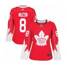 Women's Toronto Maple Leafs #8 Jake Muzzin Authentic Red Alternate Hockey Jersey