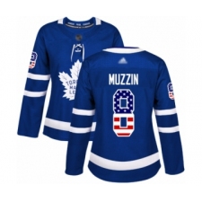 Women's Toronto Maple Leafs #8 Jake Muzzin Authentic Royal Blue USA Flag Fashion Hockey Jersey