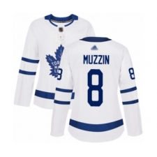 Women's Toronto Maple Leafs #8 Jake Muzzin Authentic White Away Hockey Jersey