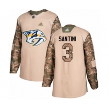 Men's Nashville Predators #3 Steven Santini Authentic Camo Veterans Day Practice Hockey Jersey