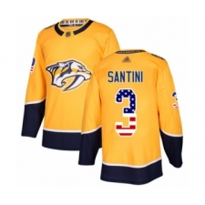 Men's Nashville Predators #3 Steven Santini Authentic Gold USA Flag Fashion Hockey Jersey