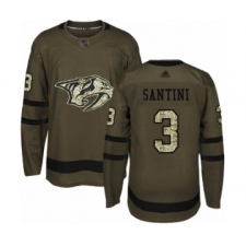 Men's Nashville Predators #3 Steven Santini Authentic Green Salute to Service Hockey Jersey