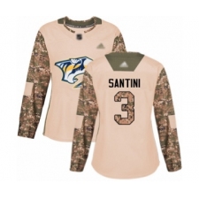 Women's Nashville Predators #3 Steven Santini Authentic Camo Veterans Day Practice Hockey Jersey