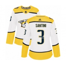 Women's Nashville Predators #3 Steven Santini Authentic White Away Hockey Jersey