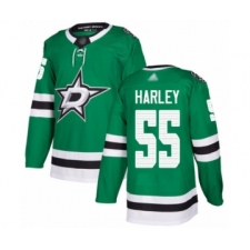 Men's Dallas Stars #55 Thomas Harley Authentic Green Home Hockey Jersey