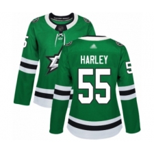 Women's Dallas Stars #55 Thomas Harley Authentic Green Home Hockey Jersey