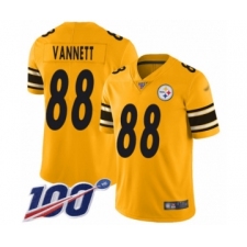 Men's Pittsburgh Steelers #88 Nick Vannett Limited Gold Inverted Legend 100th Season Football Jersey