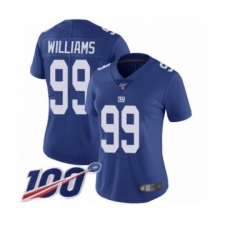 Women's New York Giants #99 Leonard Williams Royal Blue Team Color Vapor Untouchable Limited Player 100th Season Football Jersey