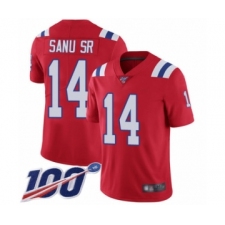 Men's New England Patriots #14 Mohamed Sanu Sr Red Alternate Vapor Untouchable Limited Player 100th Season Football Jersey