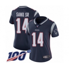Women's New England Patriots #14 Mohamed Sanu Sr Navy Blue Team Color Vapor Untouchable Limited Player 100th Season Football Jersey