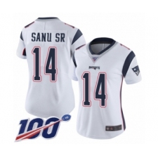 Women's New England Patriots #14 Mohamed Sanu Sr White Vapor Untouchable Limited Player 100th Season Football Jersey