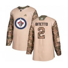 Men's Winnipeg Jets #2 Anthony Bitetto Authentic Camo Veterans Day Practice Hockey Jersey
