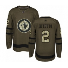 Men's Winnipeg Jets #2 Anthony Bitetto Authentic Green Salute to Service Hockey Jersey