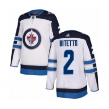 Men's Winnipeg Jets #2 Anthony Bitetto Authentic White Away Hockey Jersey