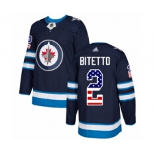 Youth Winnipeg Jets #2 Anthony Bitetto Authentic Navy Blue USA Flag Fashion Hockey Jersey