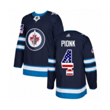 Men's Winnipeg Jets #4 Neal Pionk Authentic Navy Blue USA Flag Fashion Hockey Jersey