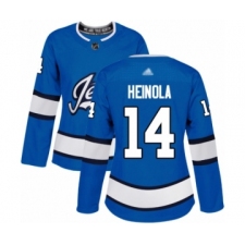 Women's Winnipeg Jets #14 Ville Heinola Authentic Blue Alternate Hockey Jersey
