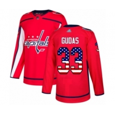 Men's Washington Capitals #33 Radko Gudas Authentic Red USA Flag Fashion Hockey Jersey