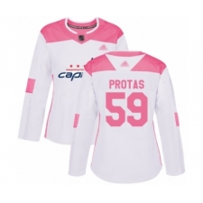 Women's Washington Capitals #59 Aliaksei Protas Authentic White Pink Fashion Hockey Jersey