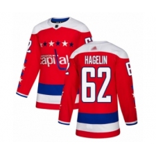 Men's Washington Capitals #62 Carl Hagelin Authentic Red Alternate Hockey Jersey