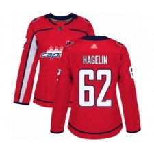 Women's Washington Capitals #62 Carl Hagelin Authentic Red Home Hockey Jersey