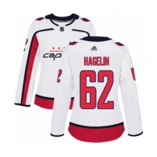 Women's Washington Capitals #62 Carl Hagelin Authentic White Away Hockey Jersey
