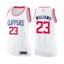 Women's Los Angeles Clippers #23 Lou Williams Swingman White Pink Fashion Basketball Jersey