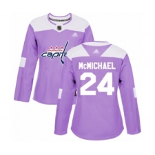 Women's Washington Capitals #24 Connor McMichael Authentic Purple Fights Cancer Practice Hockey Jersey