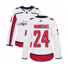 Women's Washington Capitals #24 Connor McMichael Authentic White Away Hockey Jersey