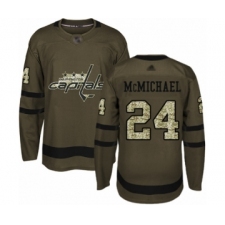 Youth Washington Capitals #24 Connor McMichael Authentic Green Salute to Service Hockey Jersey