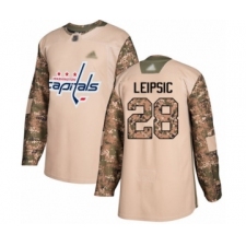 Men's Washington Capitals #28 Brendan Leipsic Authentic Camo Veterans Day Practice Hockey Jersey