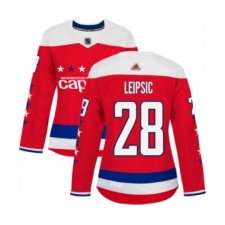 Women's Washington Capitals #28 Brendan Leipsic Authentic Red Alternate Hockey Jersey