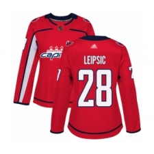 Women's Washington Capitals #28 Brendan Leipsic Authentic Red Home Hockey Jersey