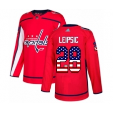 Youth Washington Capitals #28 Brendan Leipsic Authentic Red USA Flag Fashion Hockey Jersey