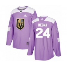 Men's Vegas Golden Knights #24 Jaycob Megna Authentic Purple Fights Cancer Practice Hockey Jersey