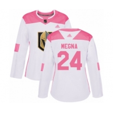 Women's Vegas Golden Knights #24 Jaycob Megna Authentic White Pink Fashion Hockey Jersey