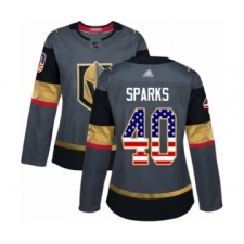 Women's Vegas Golden Knights #40 Garret Sparks Authentic Gray USA Flag Fashion Hockey Jersey
