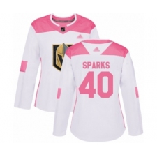 Women's Vegas Golden Knights #40 Garret Sparks Authentic White Pink Fashion Hockey Jersey