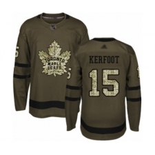 Men's Toronto Maple Leafs #15 Alexander Kerfoot Authentic Green Salute to Service Hockey Jersey