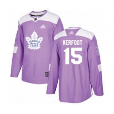 Men's Toronto Maple Leafs #15 Alexander Kerfoot Authentic Purple Fights Cancer Practice Hockey Jersey