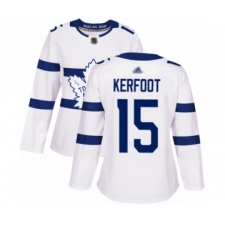 Women's Toronto Maple Leafs #15 Alexander Kerfoot Authentic White 2018 Stadium Series Hockey Jersey
