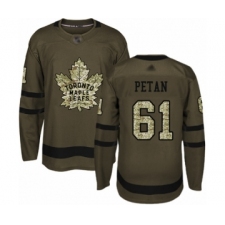 Men's Toronto Maple Leafs #61 Nic Petan Authentic Green Salute to Service Hockey Jersey