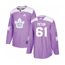 Men's Toronto Maple Leafs #61 Nic Petan Authentic Purple Fights Cancer Practice Hockey Jersey