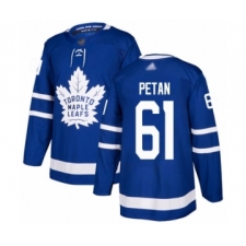 Men's Toronto Maple Leafs #61 Nic Petan Authentic Royal Blue Home Hockey Jersey